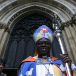 Dr John Sentamu Archbishop of York outside York Minster
